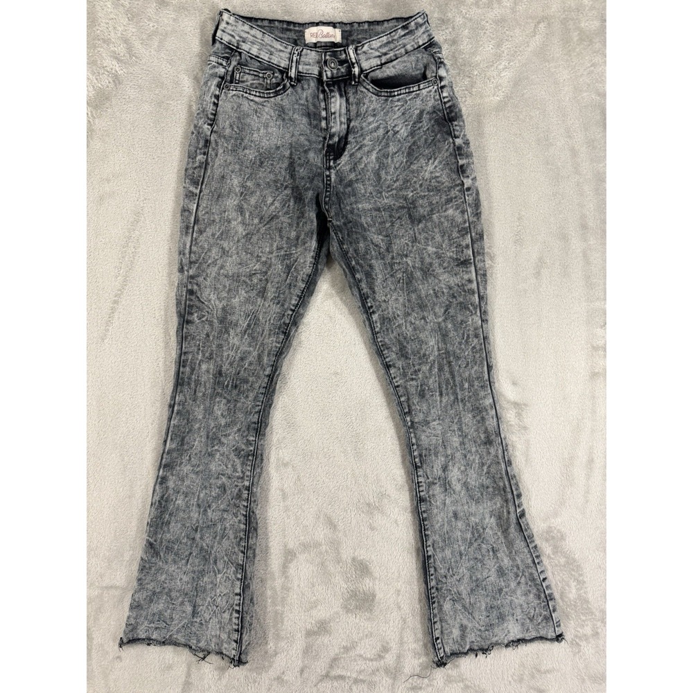 Red Bottom Jeans Juniors 7/28 Grunge Punk Gothic Black Acid Wash Bootcut Flare